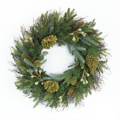 Melrose InternationalMixed Winter Pine Wreath with Pinecone and Twig Accent 23 in. D