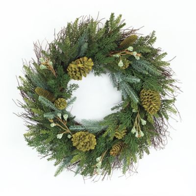 Melrose International Mixed Winter Pine Wreath with Pinecone and Twig Accent 23 in. D