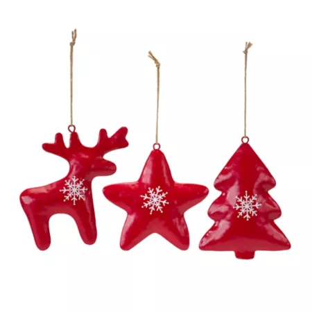 Melrose InternationalModern Metal Shaped Ornament with Snowflake Print (Set of 12) Christmas Ornaments & Tree Toppers