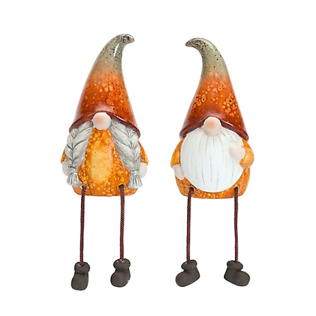 Melrose InternationalTerra Cotta Pumpkin Gnome with Dangle Legs (Set of 2)