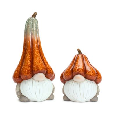 Melrose InternationalTerra Cotta Gnome With Pumpkin Hat (Set of 2)