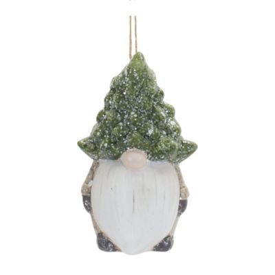Image showing  Terra Cotta Gnome with Pine Tree Hat Ornament (Set of 2)