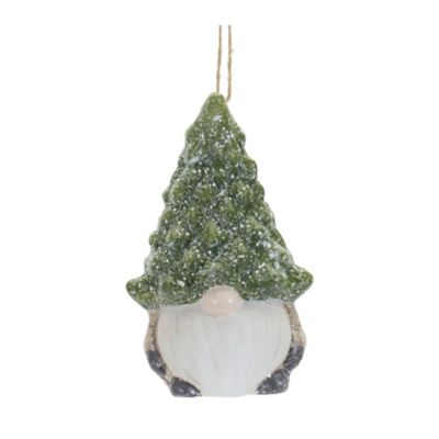 Image showing  Terra Cotta Gnome with Pine Tree Hat Ornament (Set of 2)