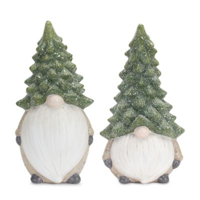 Melrose International Terra Cotta Gnome Figurine with Pine Tree Hat, 2 pc. Set