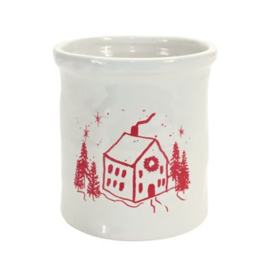 Image showing  Ceramic Crock with Snowy House Scene (Set of 4)