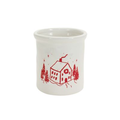 Image showing  Ceramic Crock with Snowy House Scene (Set of 4)