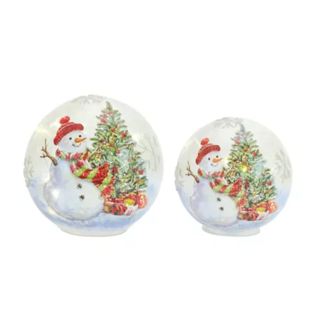 Melrose International LED Light Orb with Whimsical Snowman and Tree Scene (Set of 3) Christmas Kitchen & Tabletop Decor