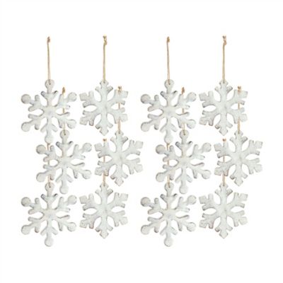 Melrose International Nordic Snowflake Character Tree Ornament with Pine Bow Accent (Set of 6)