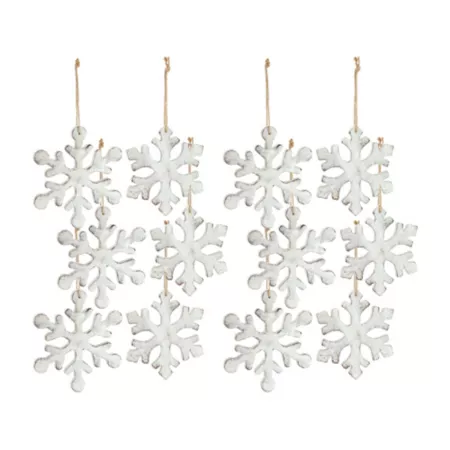 Melrose InternationalWhite Washed Wood Snowflake Ornament (Set of 12) Christmas Ornaments & Tree Toppers