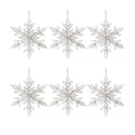 Melrose InternationalWhite Washed Wood Snowflake Ornament (Set of 6) Christmas Ornaments & Tree Toppers