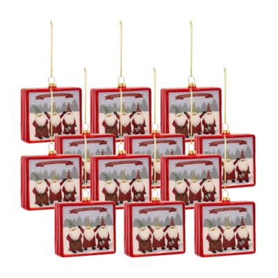 Melrose International Gnome Merry Christmas Ornament (Set of 12)
