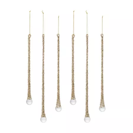 Melrose InternationalGold Beaded Icicle Ornament (Set of 6) Christmas Ornaments & Tree Toppers