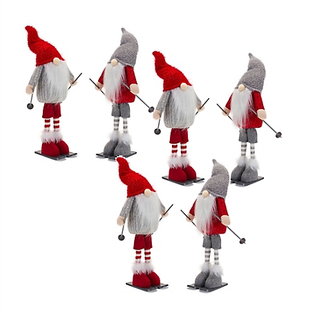 Melrose InternationalPlush Standing Gnome Skier (Set of 6)