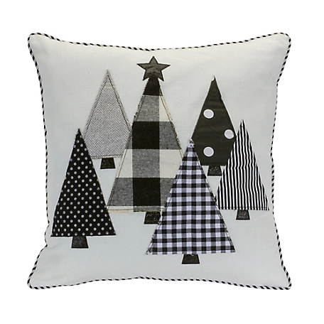 Melrose InternationalBlack and White Holiday Tree Throw Pillow 15 in. SQ
