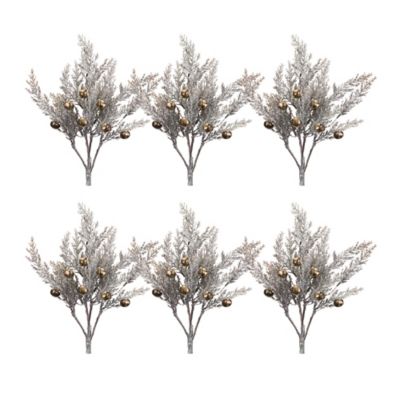 Melrose InternationalSilver Pine Pick with Bronze Bells (Set of 6)