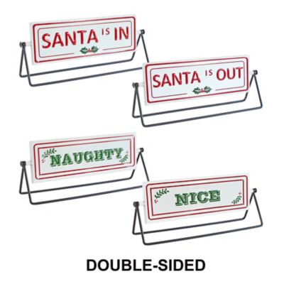 Melrose InternationalReversible Christmas Sentiment Metal Table Sign (Set of 2)