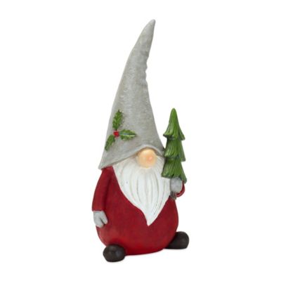 Image showing  Holiday Gnome Figurine with Pine Tree and Wreath Accent (Set of 2)