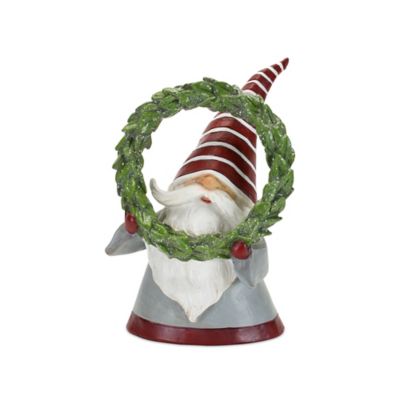 Image showing  Holiday Gnome Figurine with Pine Tree and Wreath Accent (Set of 2)