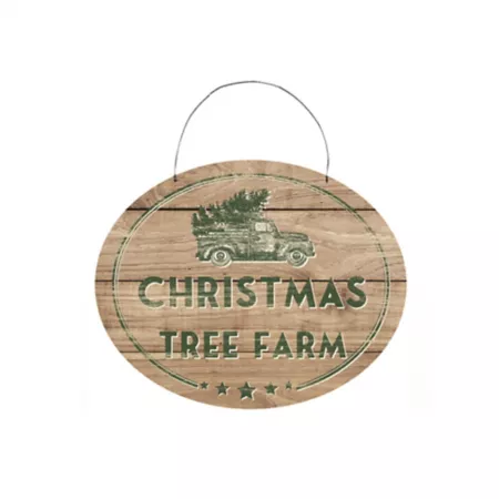 Melrose InternationalChristmas Tree Farmhouse Sign with Rustic Wood Design 10" L Christmas Wall Decor