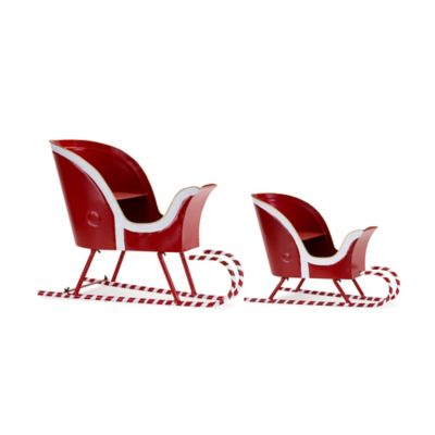 Melrose InternationalMetal Sleigh Decor with Candy Cane Accent (Set of 2)