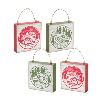 Melrose InternationalWinter Cabin and Trails Sentiment Sign (Set of 4)