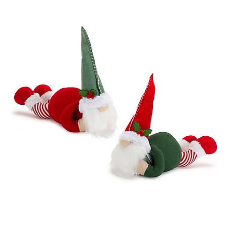 Melrose International Plush Gnome Shelf Sitter with Holly Accent (Set of 2)