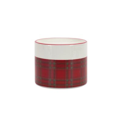 Image showing  Winter Plaid Ceramic Candle Holder (Set of 2)