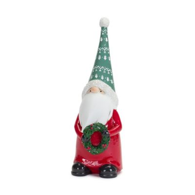 Image showing  Holiday Gnome Figurine with Present and Wreath Accent (Set of 2)