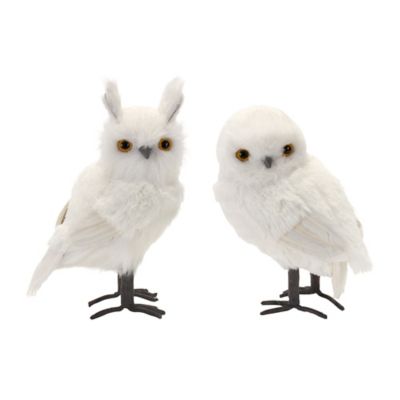Melrose International White Winter Owl Foam Decoration (Set of 4)