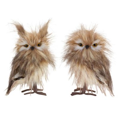 Melrose International Furry Winter Owl Foam Decoration (Set of 4)