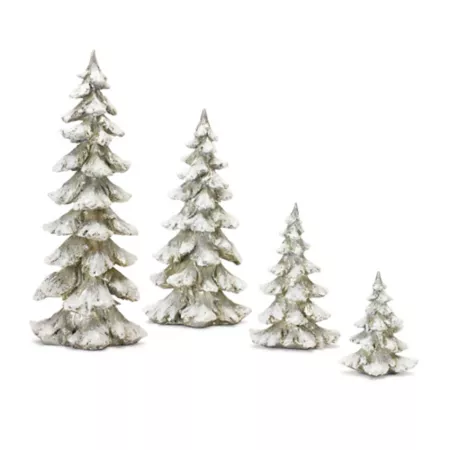 Melrose International Frosted Pine Decor with Silver Finish (Set of 4) Christmas Kitchen & Tabletop Decor