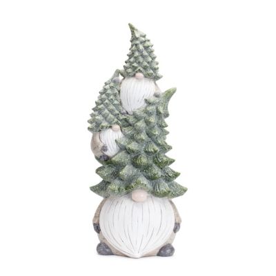 Melrose International Stone Holiday Gnome Stack with Pine Tree Hat 23.25 in. H