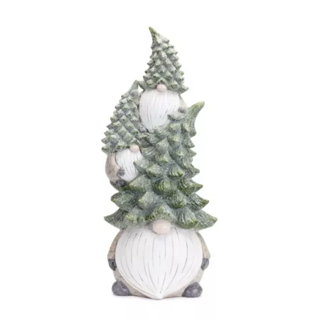 Melrose InternationalStone Holiday Gnome Stack with Pine Hat 23.25" H Christmas Kitchen & Tabletop Decor