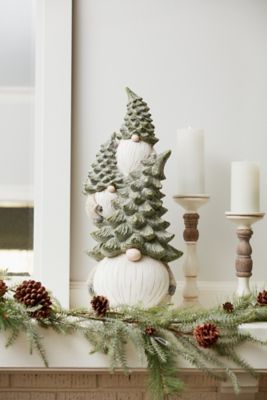 Image showing  Stone Holiday Gnome Stack with Pine Tree Hat 23.25 in. H