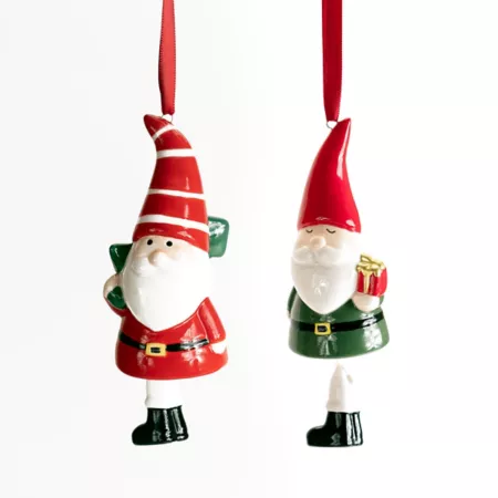 Modern Ceramic Santa Ornament with Gift Accent Melrose International (Set of 6) Christmas Ornaments & Tree Toppers