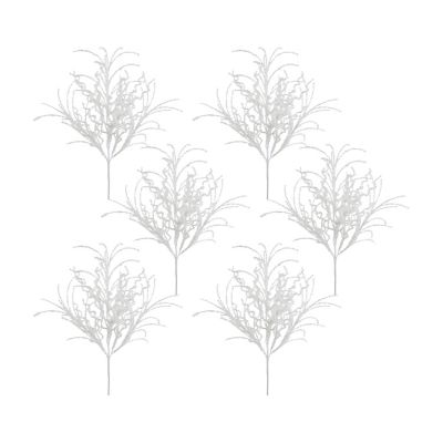 Image showing  White Glitter Twig Bush (Set of 6)
