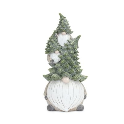 Melrose International Stone Holiday Gnome Stack with Pine Tree Hat (Set of 2)