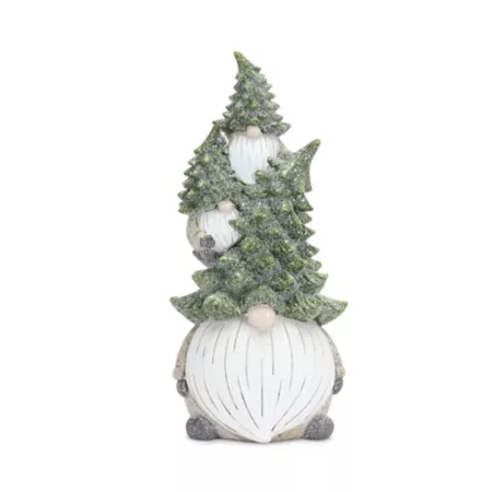 Melrose InternationalStone Holiday Gnome Stack with Pine Hat (Set of 2) Christmas Kitchen & Tabletop Decor