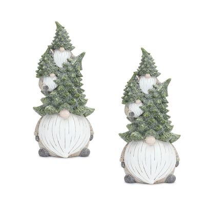 Image showing  Stone Holiday Gnome Stack with Pine Tree Hat (Set of 2)