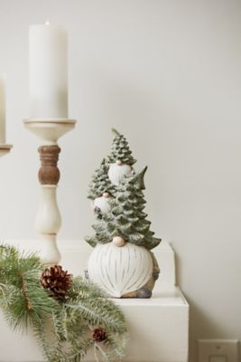 Image showing  Stone Holiday Gnome Stack with Pine Tree Hat (Set of 2)