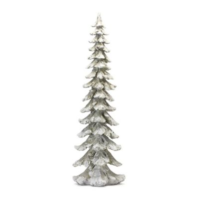 Melrose International Flocked Snowy Silver Holiday Tree Decor 35 in. H