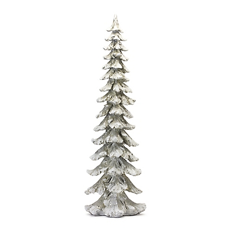 Melrose International Flocked Snowy Silver Holiday Tree Decor 35 in. H