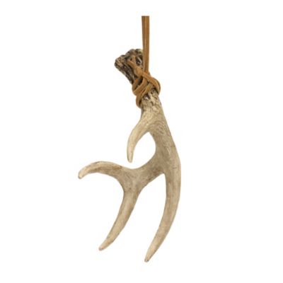 Melrose International Rustic Deer Antler Hanging Ornament with Rope Tie ...
