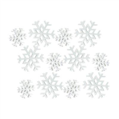 Melrose International Traditional White Wood Cut Out Snowflake Decor (Set of 12)