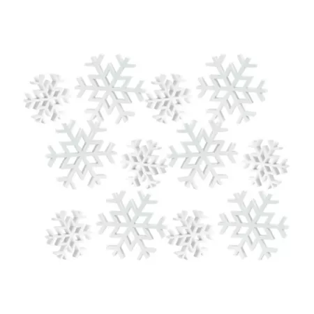 Melrose InternationalTraditional White Wood Cutout Snowflake Decor (Set of 12) Christmas Kitchen & Tabletop Decor