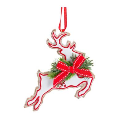 Image showing  Nordic Snowflake Character Tree Ornament with Pine Bow Accent (Set of 6)