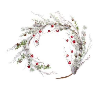 Image showing  Snowy Flocked Twig Pine Garland with Sleigh Bells (Set of 2)