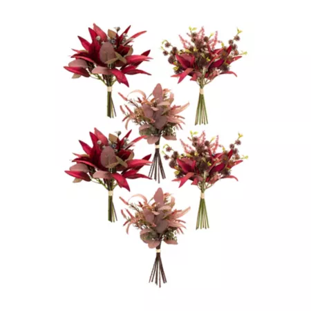 Melrose International Fall Foliage and Thistle Bouquet (Set of 6) Artificial Christmas Plants