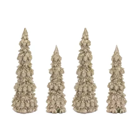 Melrose InternationalChampagne Glitter Christmas Tree Decor (Set of 4) Christmas Kitchen & Tabletop Decor