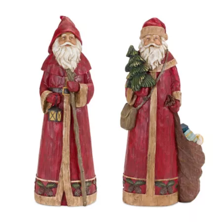 Melrose InternationalRustic Stone Standing Figurine with Woodgrain Pattern (Set of 2) Christmas Kitchen & Tabletop Decor